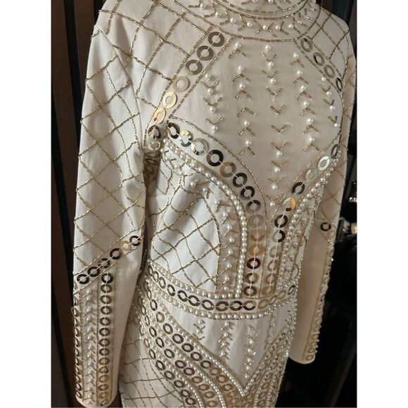 Starlet heavy bedded dress white with pearls size 12 - Picture 2 of 5